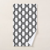 Grijs en wit weefsel geometrisch patroon bad handdoek (Handdoek)