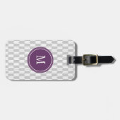 Grijs en wit Yagasuri Monogram Bagagelabel (Voorkant horizontaal)
