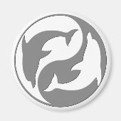 Grijs en wit yin yang dolfijnen magneet (Voorkant)