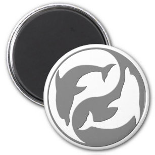 Grijs en wit yin yang dolfijnen magneet
