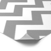 Grijs en wit Zigzag Aangepast monogram Poster (Hoek)