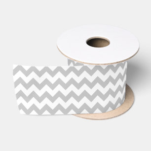 Grijs en wit Zigzag Chevron Pattern Satijnen Lint