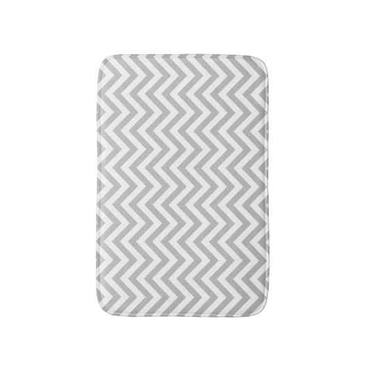 Grijs en wit Zigzag Stripes Chevron Pattern Badmat (Voorkant Verticaal)