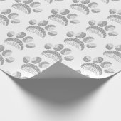 Grijs en wit zonnebloem hond poot patroon cadeaupapier (Hoek)