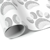 Grijs en wit zonnebloem hond poot patroon cadeaupapier (Rol Hoek)