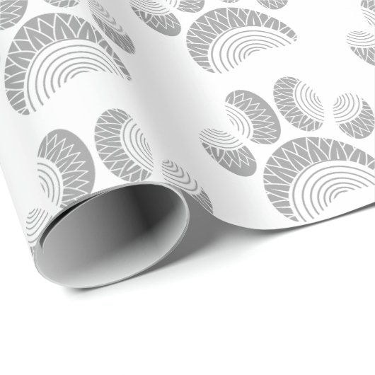 Grijs en wit zonnebloem hond poot patroon cadeaupapier (Rol Hoek)
