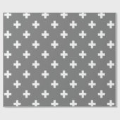 Grijs en wit Zwitsers kruispatroon Cadeaupapier (Vlak)