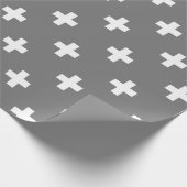 Grijs en wit Zwitsers kruispatroon Cadeaupapier (Hoek)