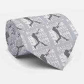 Grijs en Witte Baseball Player Design Necktie Stropdas (Opgerold)
