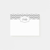 Grijs en Witte Chevron Naam Monogramed Post-it® Notes (Voorkant)