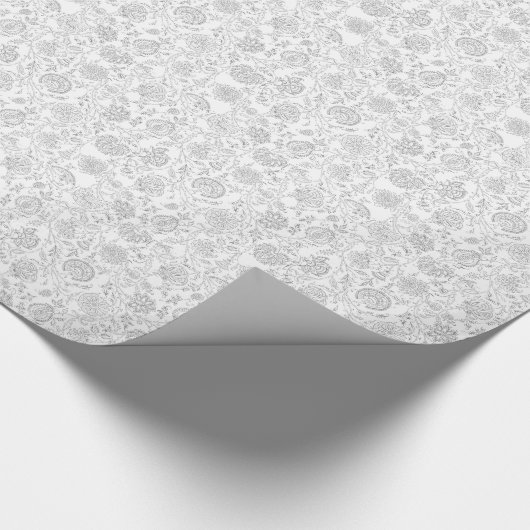 Grijs en Witte Floral Cadeaupapier (Hoek)