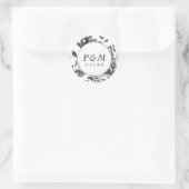 Grijs en Witte Floral sparen de Datum Weddenschap Ronde Sticker (Tas)