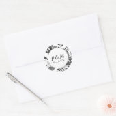 Grijs en Witte Floral sparen de Datum Weddenschap Ronde Sticker (Envelop)