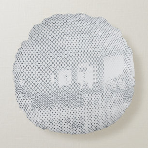 Grijs en witte gevriesdroogde textielstof rond kussen