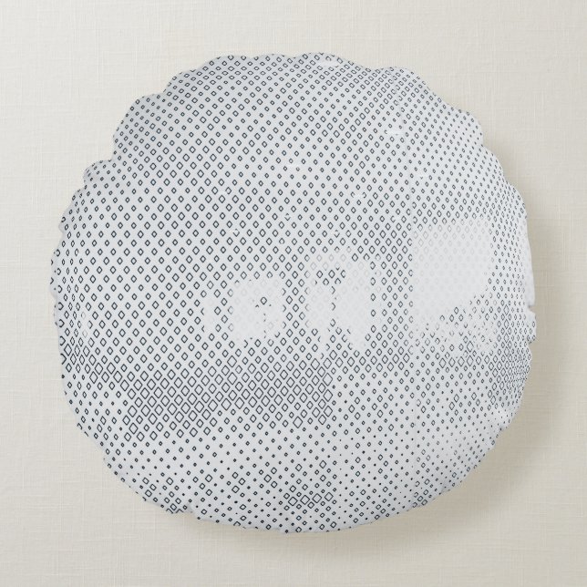 Grijs en witte gevriesdroogde textielstof rond kussen (Voorkant)