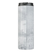 Grijs en witte gevriesdroogde textielstof thermosbeker (Achterkant)