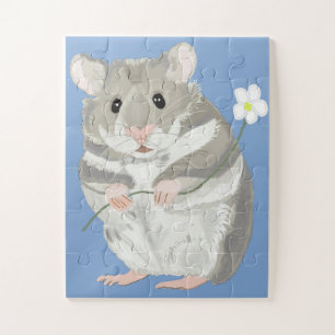 Grijs en Witte Hamster Jigzaag Puzzle Legpuzzel