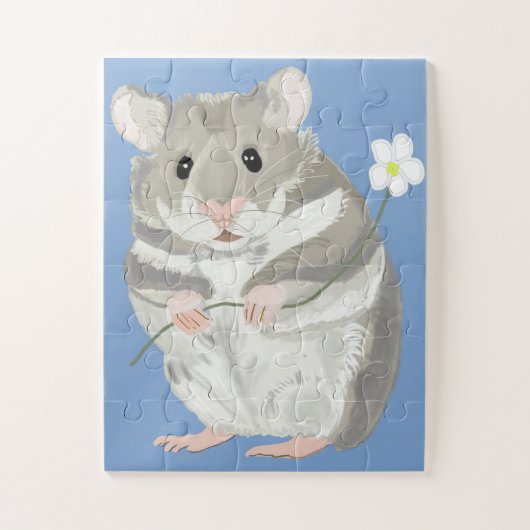 Grijs en Witte Hamster Jigzaag Puzzle Legpuzzel (Verticaal)