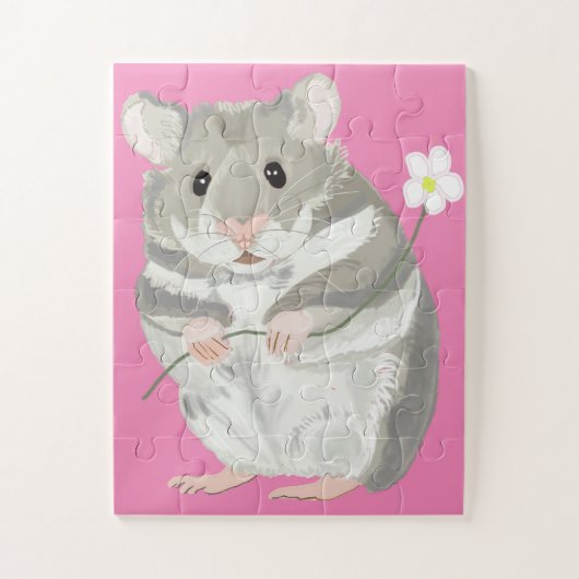 Grijs en witte hamster legpuzzel (Verticaal)