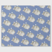 Grijs en witte hamster met een bloem cadeaupapier (Vlak)