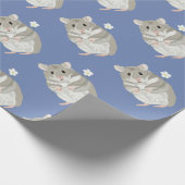 Grijs en witte hamster met een bloem cadeaupapier (Hoek)
