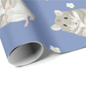 Grijs en witte hamster met een bloem cadeaupapier (Rol Hoek)