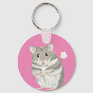 Grijs en witte hamster sleutelhanger