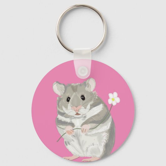 Grijs en witte hamster sleutelhanger (Voorkant)