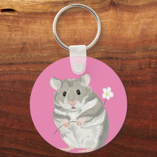 Grijs en witte hamster sleutelhanger (Voorkant)