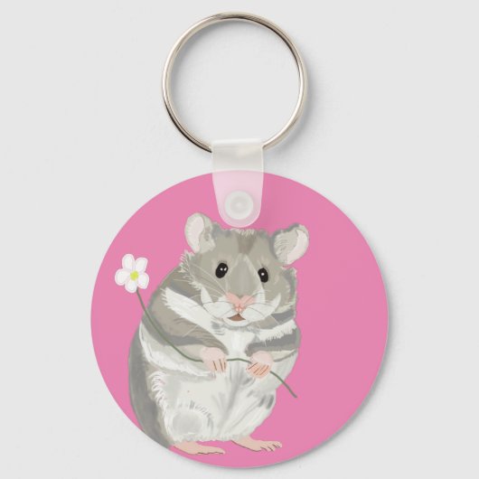 Grijs en witte hamster sleutelhanger (Achterkant)