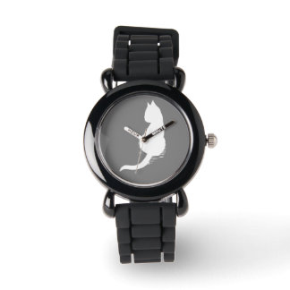 Grijs en witte kat silhouet polshorloge horloge
