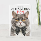 Grijs en Witte Kat voor Mam op Moederdag Feestdagen Kaart (Voorkant)