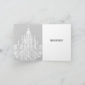 Grijs en witte kroonluchter dank u bedankkaart (Binnen)