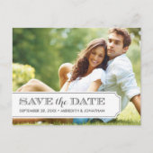 Grijs en Witte Lusje Moderne Foto sparen de Datum Aankondigingskaart (Voorkant)