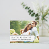 Grijs en Witte Lusje Moderne Foto sparen de Datum Aankondigingskaart (Staand voorkant)