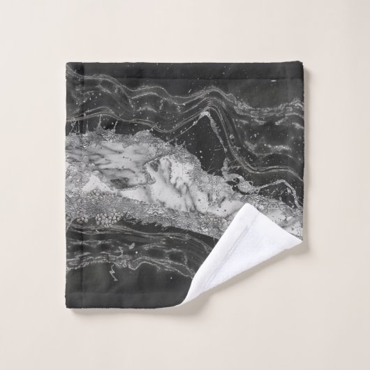 Grijs en witte marmer en zilver abstract bad handdoek (Wasdoekje)