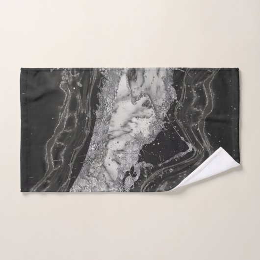 Grijs en witte marmer en zilver abstract bad handdoek (Handdoek)