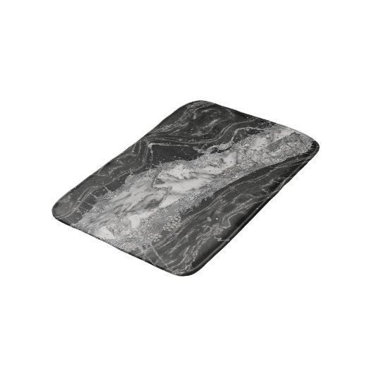 Grijs en witte marmer en zilver abstract badmat (Gekanteld)