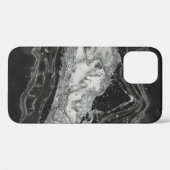 Grijs en witte marmer en zilver abstract Case-Mate iPhone case (Achterkant (horizontaal))