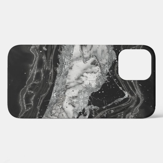 Grijs en witte marmer en zilver abstract Case-Mate iPhone case (Achterkant (horizontaal))