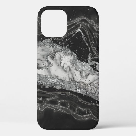 Grijs en witte marmer en zilver abstract Case-Mate iPhone case (Achterkant)