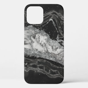 Grijs en witte marmer en zilver abstract Case-Mate iPhone case