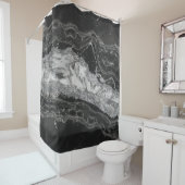 Grijs en witte marmer en zilver abstract douchegordijn (In situ)