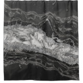 Grijs en witte marmer en zilver abstract douchegordijn (Voorkant)