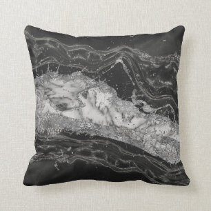 Grijs en witte marmer en zilver abstract kussen