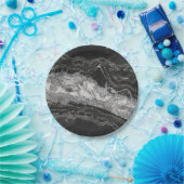 Grijs en witte marmer en zilver abstract papieren bordje (Feest)