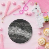 Grijs en witte marmer en zilver abstract papieren bordje (Feest)