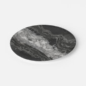 Grijs en witte marmer en zilver abstract papieren bordje (Gekanteld)