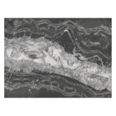 Grijs en witte marmer en zilver abstract tafelkleed (Voorkant (Horizontaal))