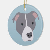 Grijs en Witte Pitbull Keramisch Ornament (Links)